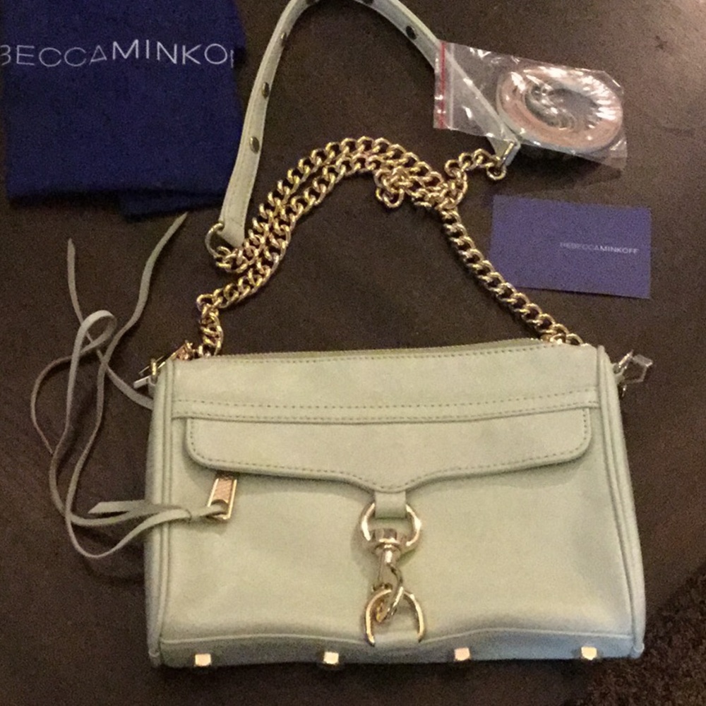 Soft leather mint green Rebecca Minkoff purse.